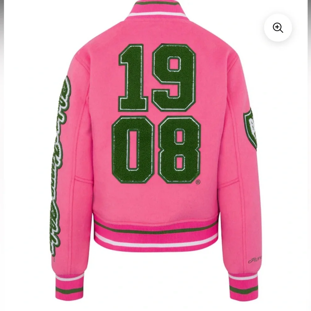 NEW*FULL LENGTH TIMELESS IVY VARSITY AKA LETTERMAN JACKET,PINK Alpha Kappa Alpha - Picture 3 of 8